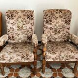 Wood and fabric armchair