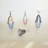 set of 7 multicolored Harlequin liqueur glasses
