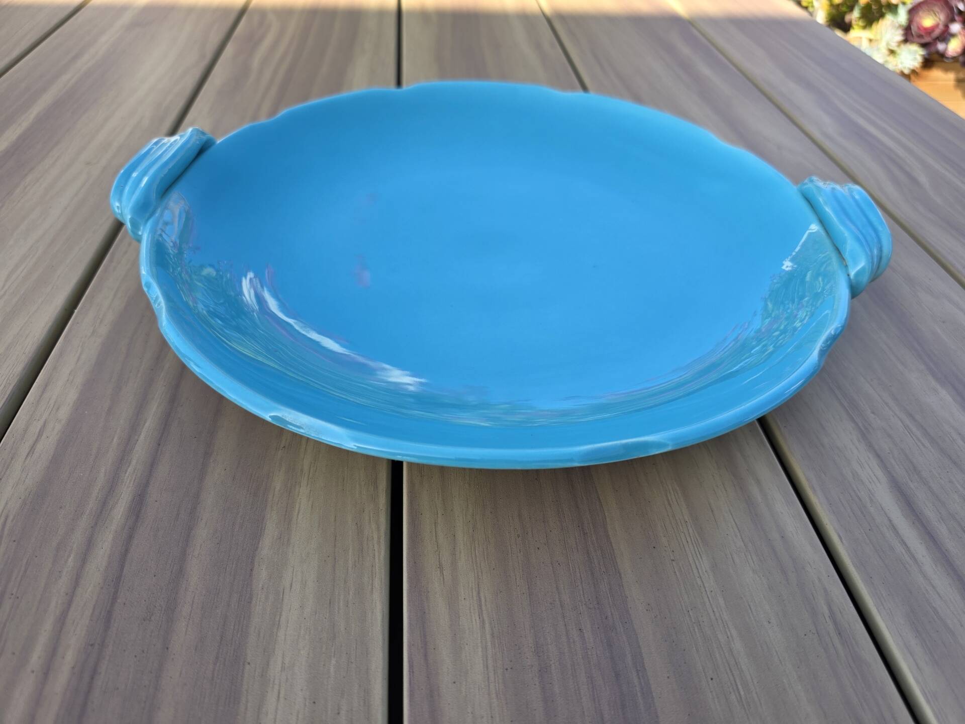 Large Dish at Turquoise Handles – Céramony Vallauris vintage 1960s (35)