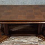 Large extendable dining table from the Art Deco period – checkerboard top –