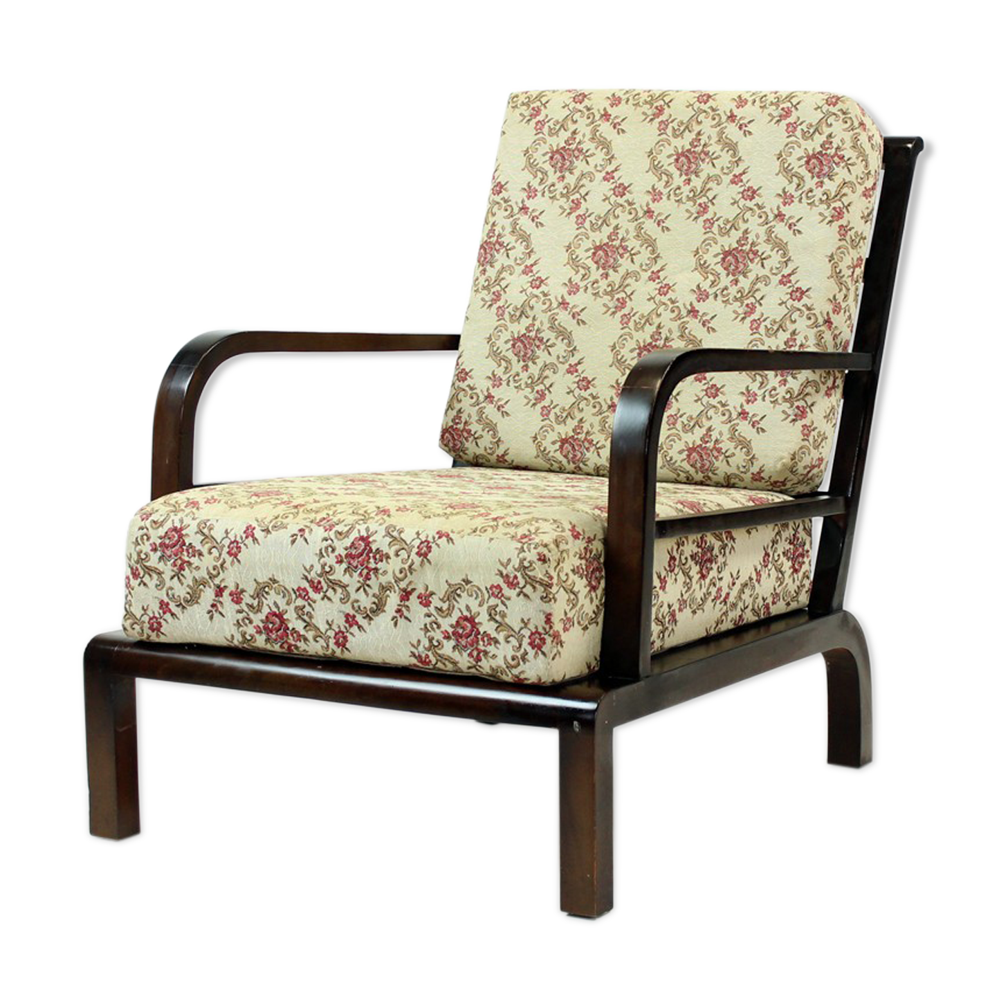 Chaise de salon vintage en bois, Tchécoslovaquie Circa 1950