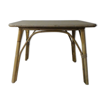 Table d'appoint bout de canapé en rotin vintage
