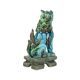 Vintage Chinese Komainu Guardian Lion Foo Dog Blue 19cm
