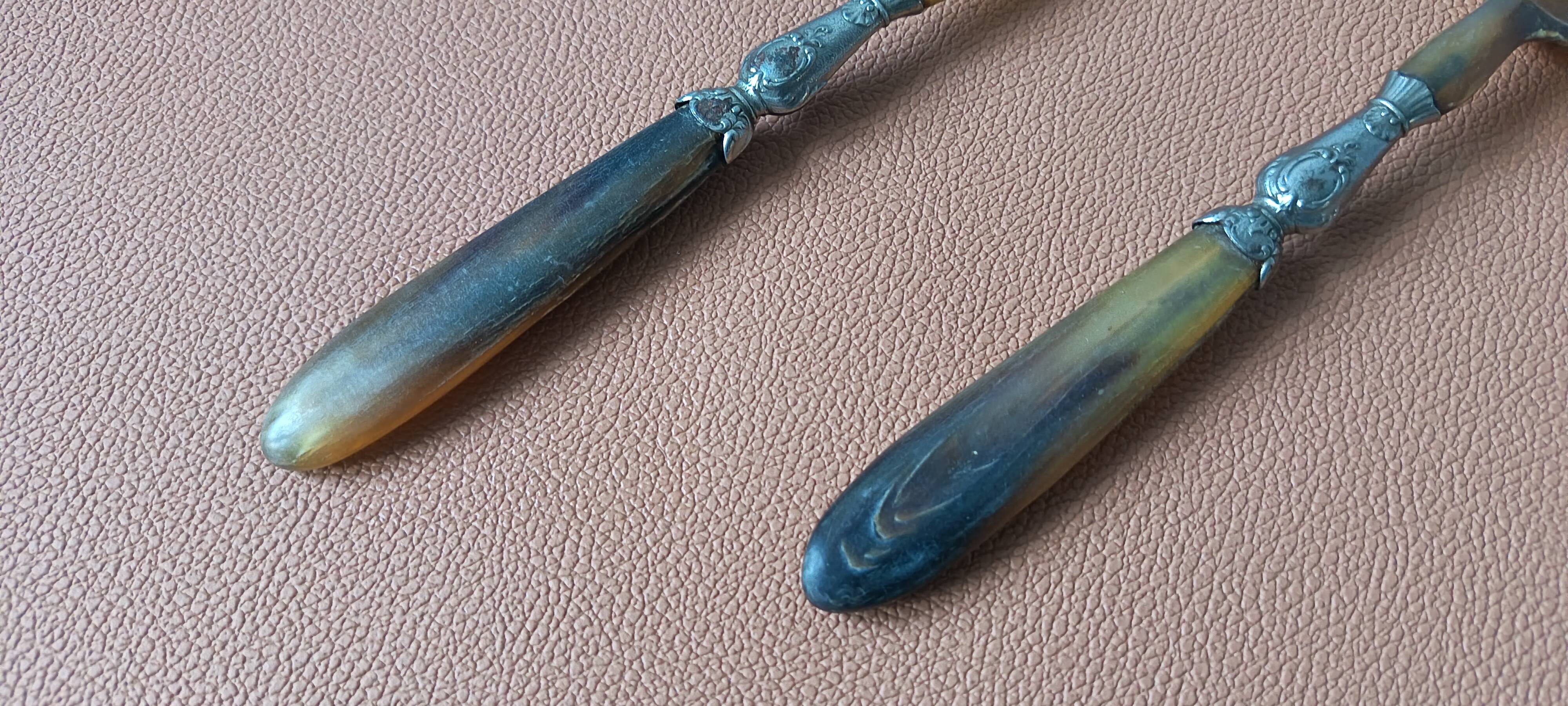 Antique horn and metal cutlery from 1900