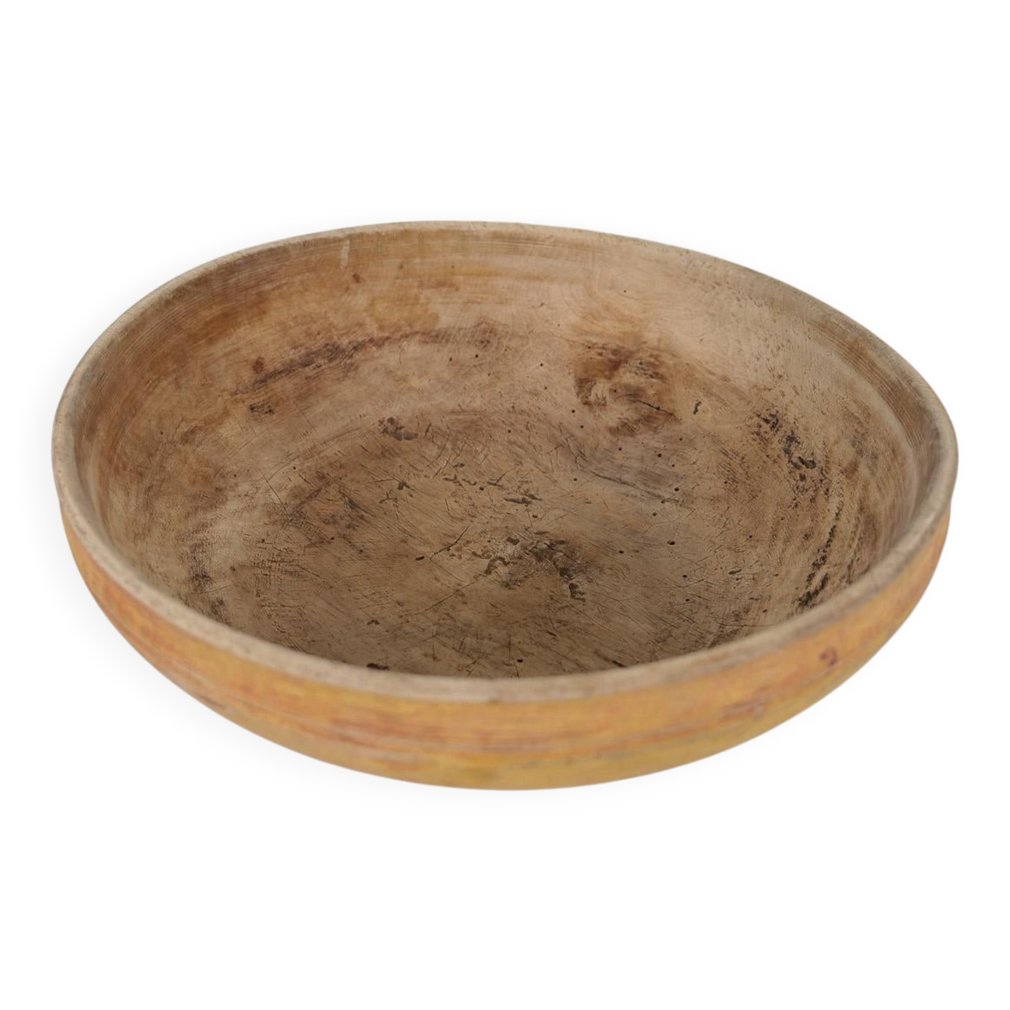 Set of three unique farmhouse bowls from 19th-century Swedish folk art.