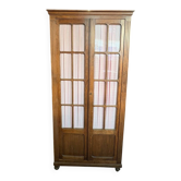 Antique Parisian glass-fronted wooden wardrobe