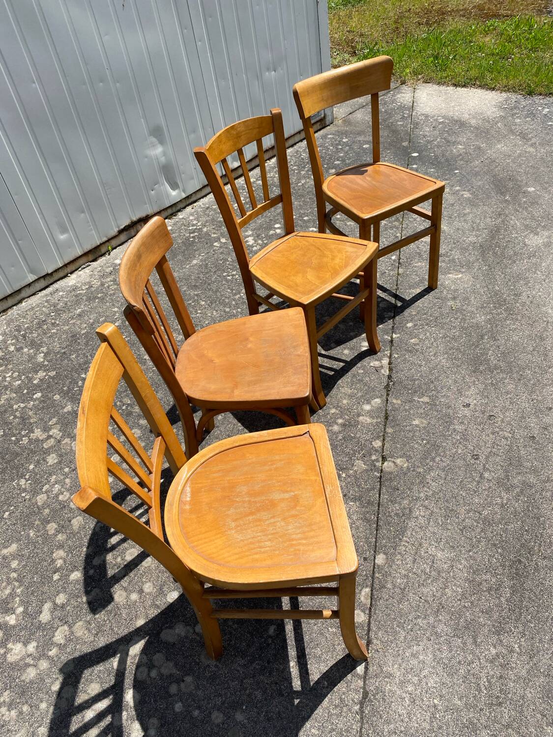 Set of 4 honey-colored bistro chairs
