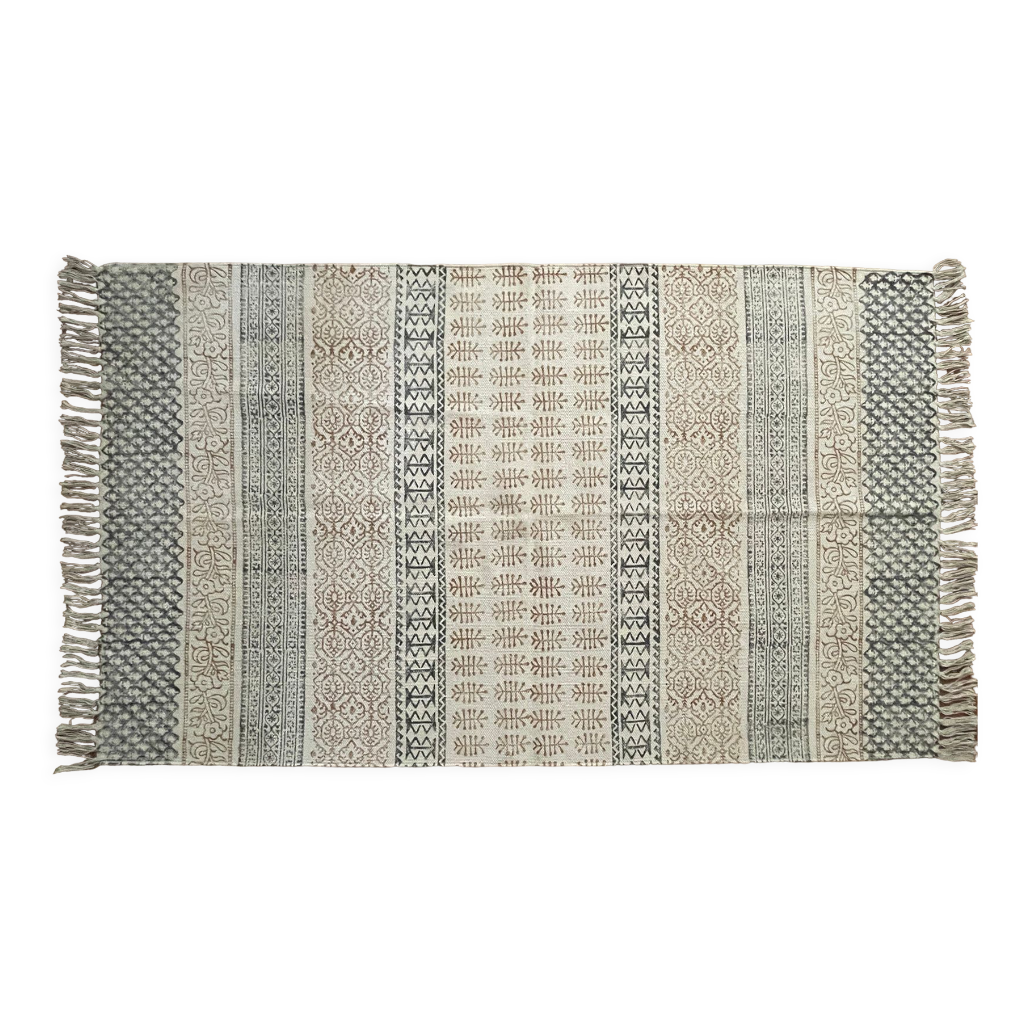 Cotton hand weaved hand block printed picnic rug