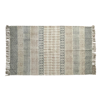 Cotton hand weaved hand block printed picnic rug