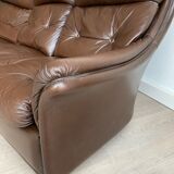 Canapé cuir vintage Jacques Coulon 1960s