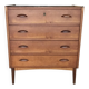 Danish commode from the 1960s in brown teak, with 4 drawers and elegant tapered legs.