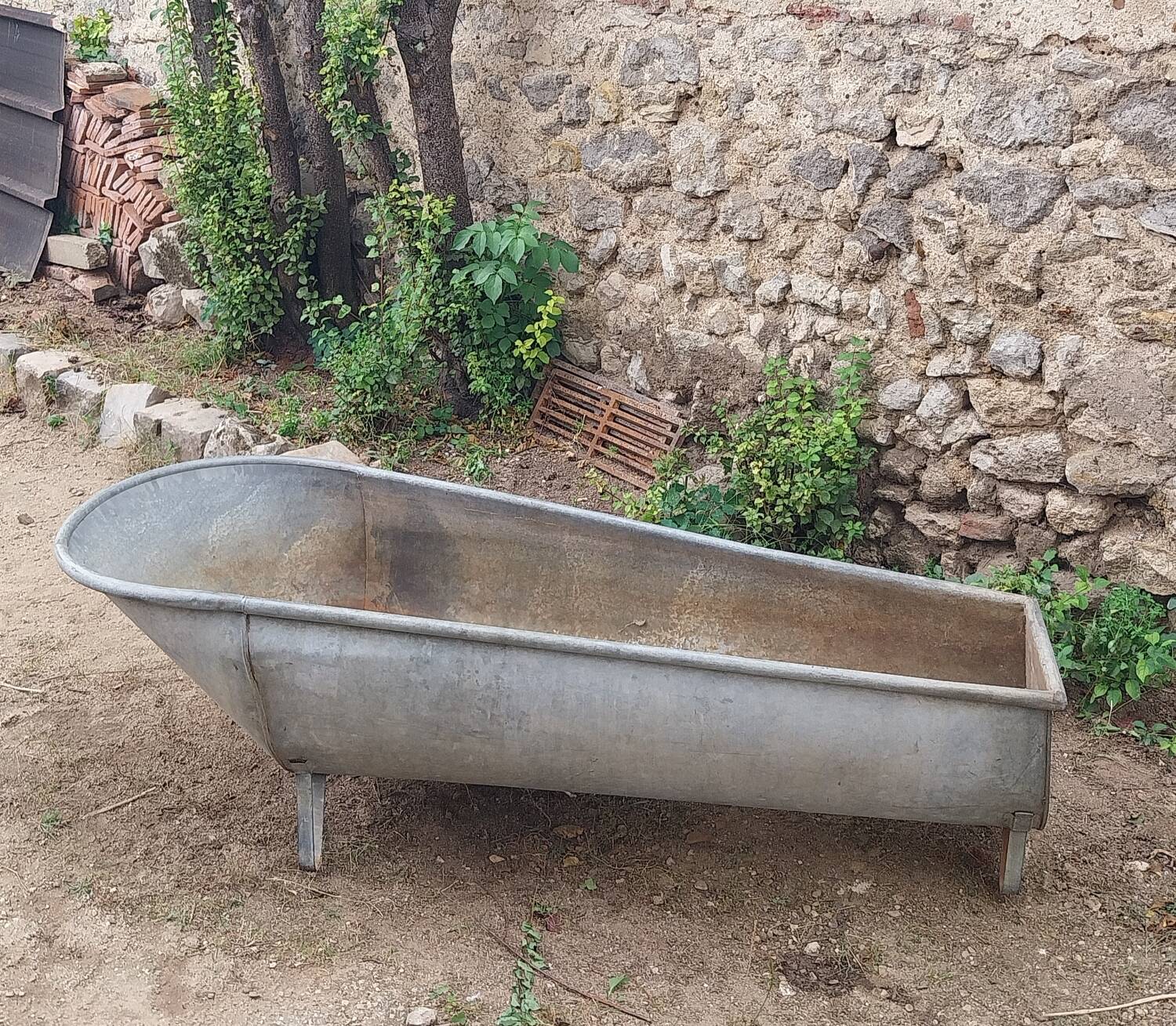 Old zinc bathtub
