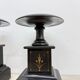 Antique French black marble cassoulets gilt decor pedestals neoclassical pair, 1900s