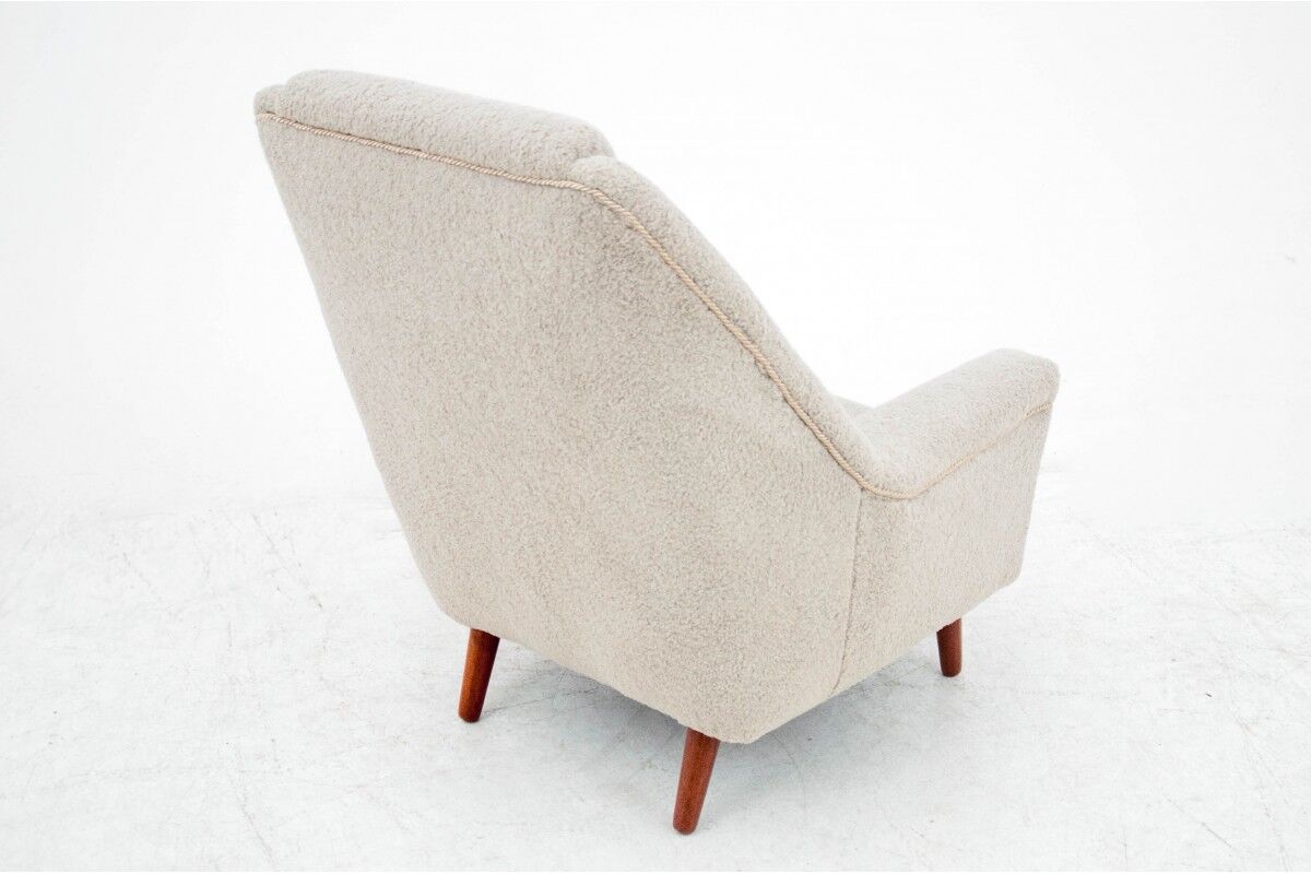 Beige Bouclé Armchair, Danish Design, 1960s