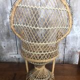 Lot ancien canapé + fauteuil style emmanuelle osier tressé poupée vintage