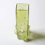 Vintage Yellow Pressed Glass Vase Gallo by Rune Strand / Sweden / 1970s