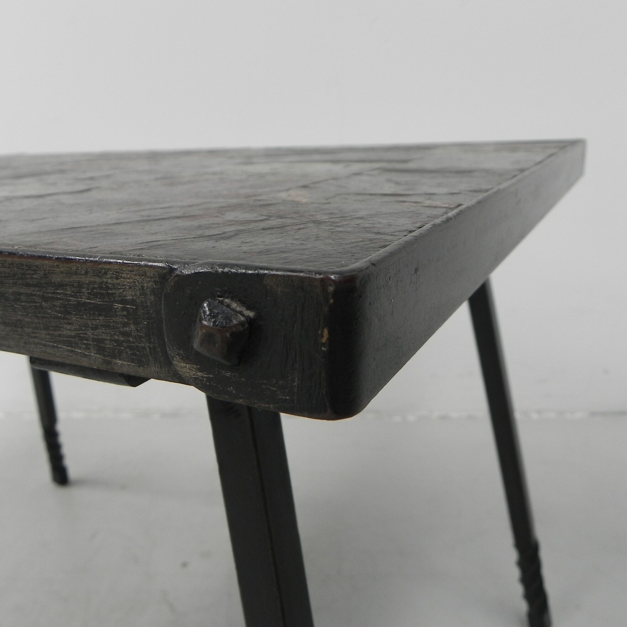 Brutalist coffee table with slate top