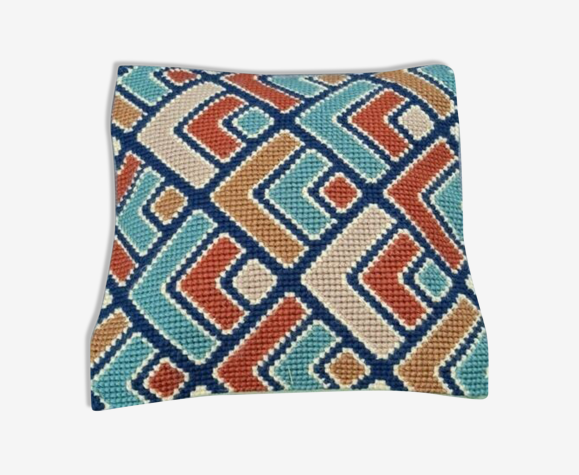 Coussin vintage à motif graphique 39x39cm