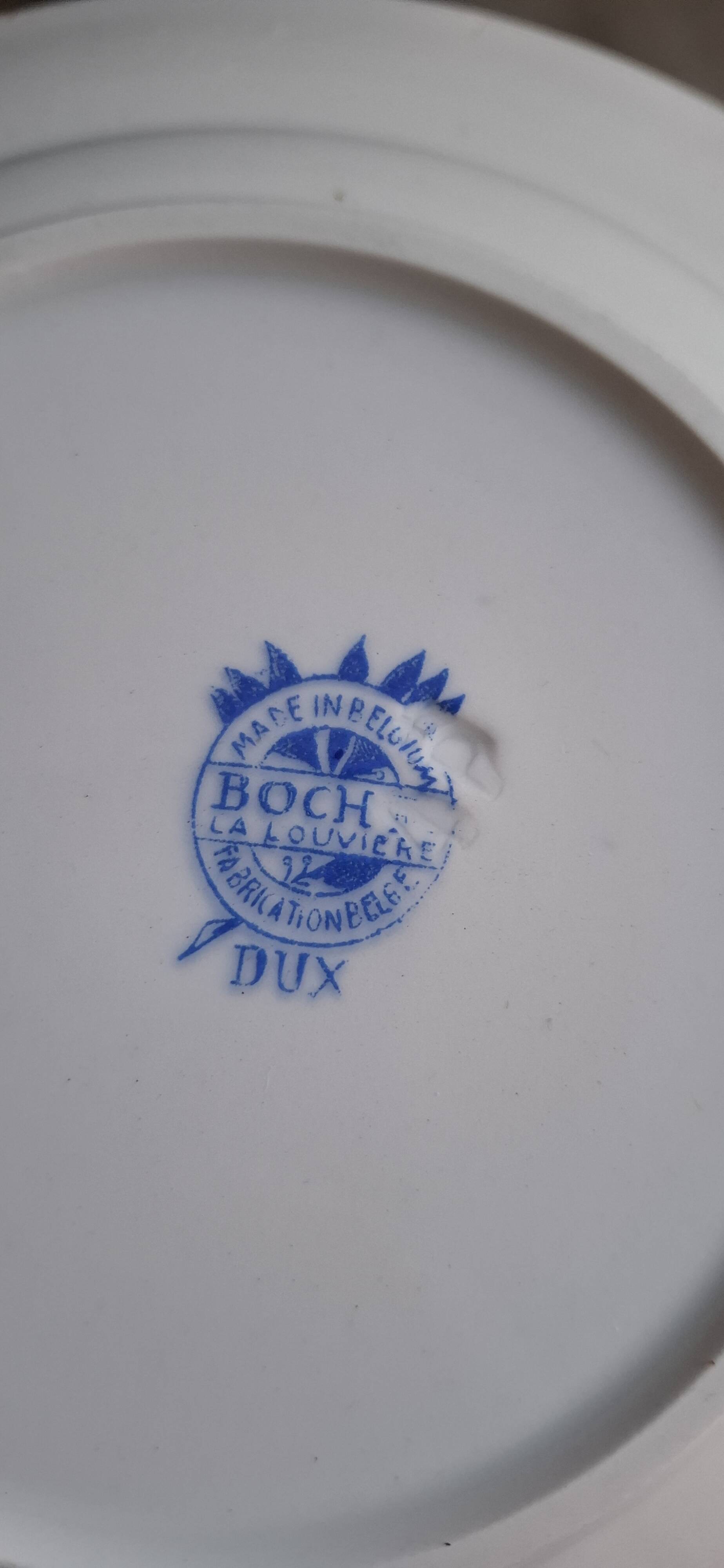 Set of 6 Dux blue soup plates Boch 1960