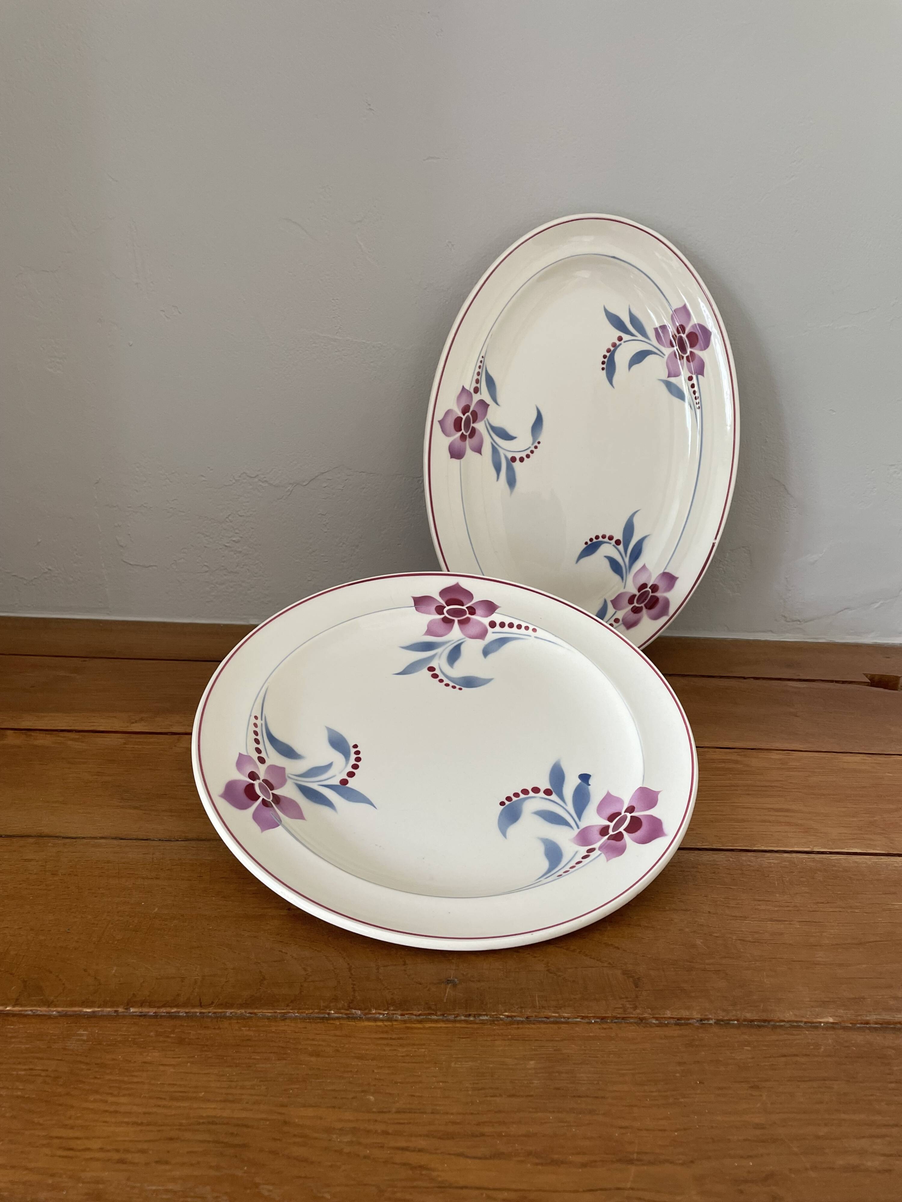 Antique serving dish in Saint-Amand earthenware (Nord)
