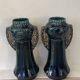 Pair of Art Nouveau slipware vases, hand-painted decoration.
