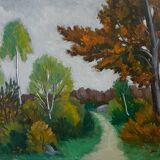 Painting "Path with Trees", Oil on hardboard