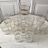 Set of 13 granite water glasses with golden borders 50s-60s