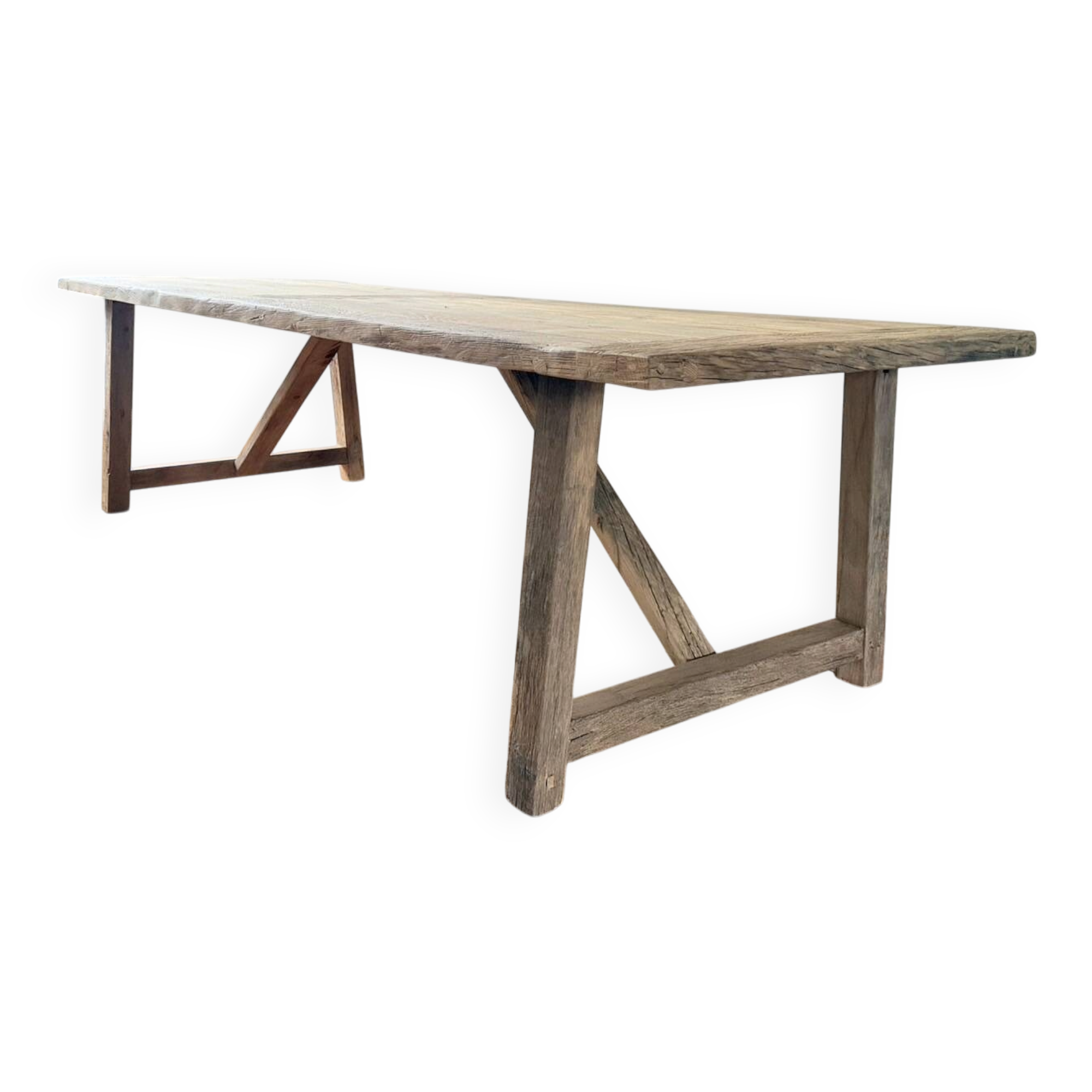Farm table in solid old oak - Millau 250 by 100 cm