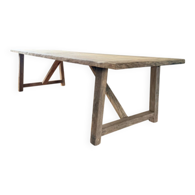 Table de ferme en chêne ancien massif - Millau 250 par 100 cm