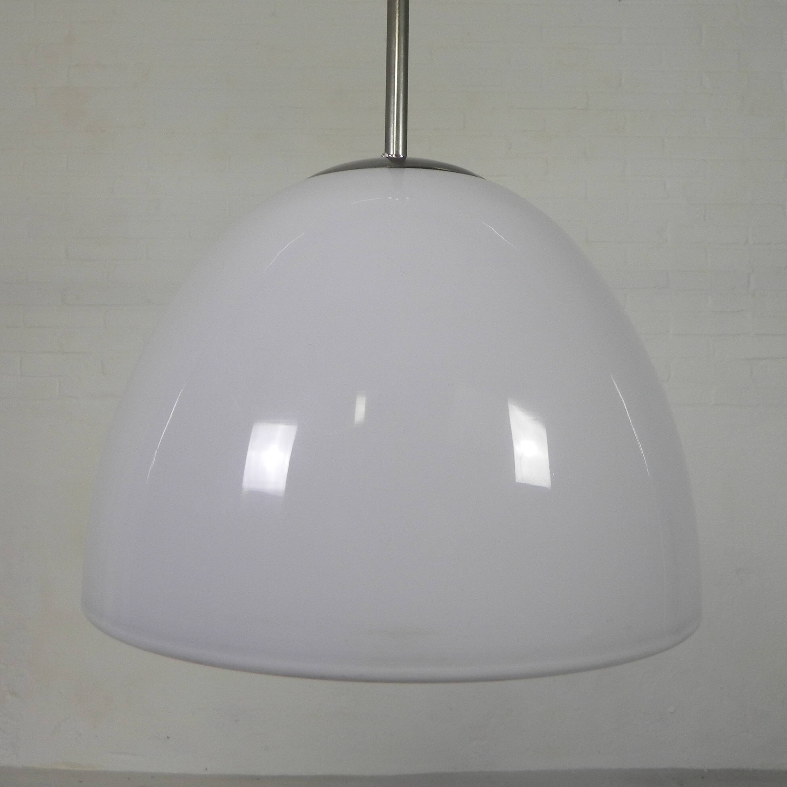 Old school lamp with large glass ball in opal glass, 1930s