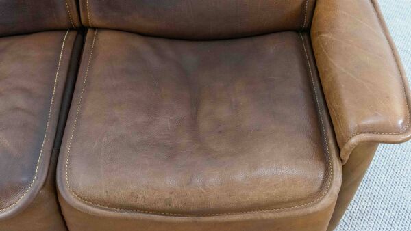 Canapé modulable De Sede DS-12 en cuir cognac, années 70