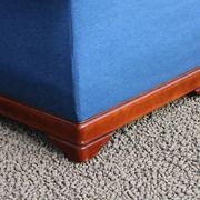 Large vintage cobalt blue chaise longue in fabric and wood – long chair 190