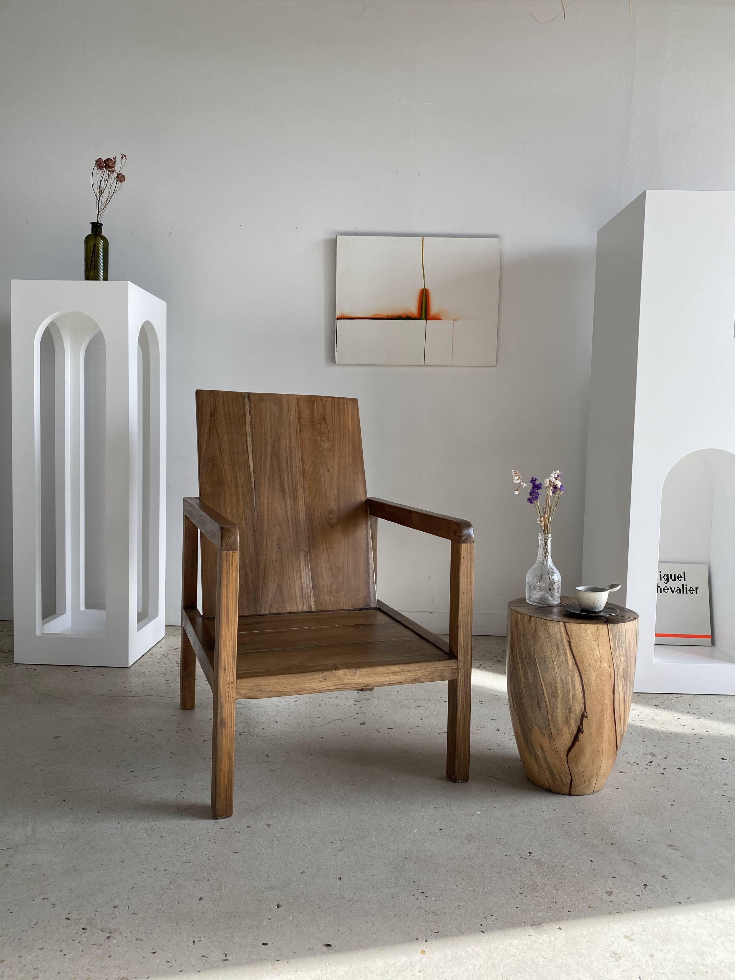 Armchair in natural wood (teak) minimalist design