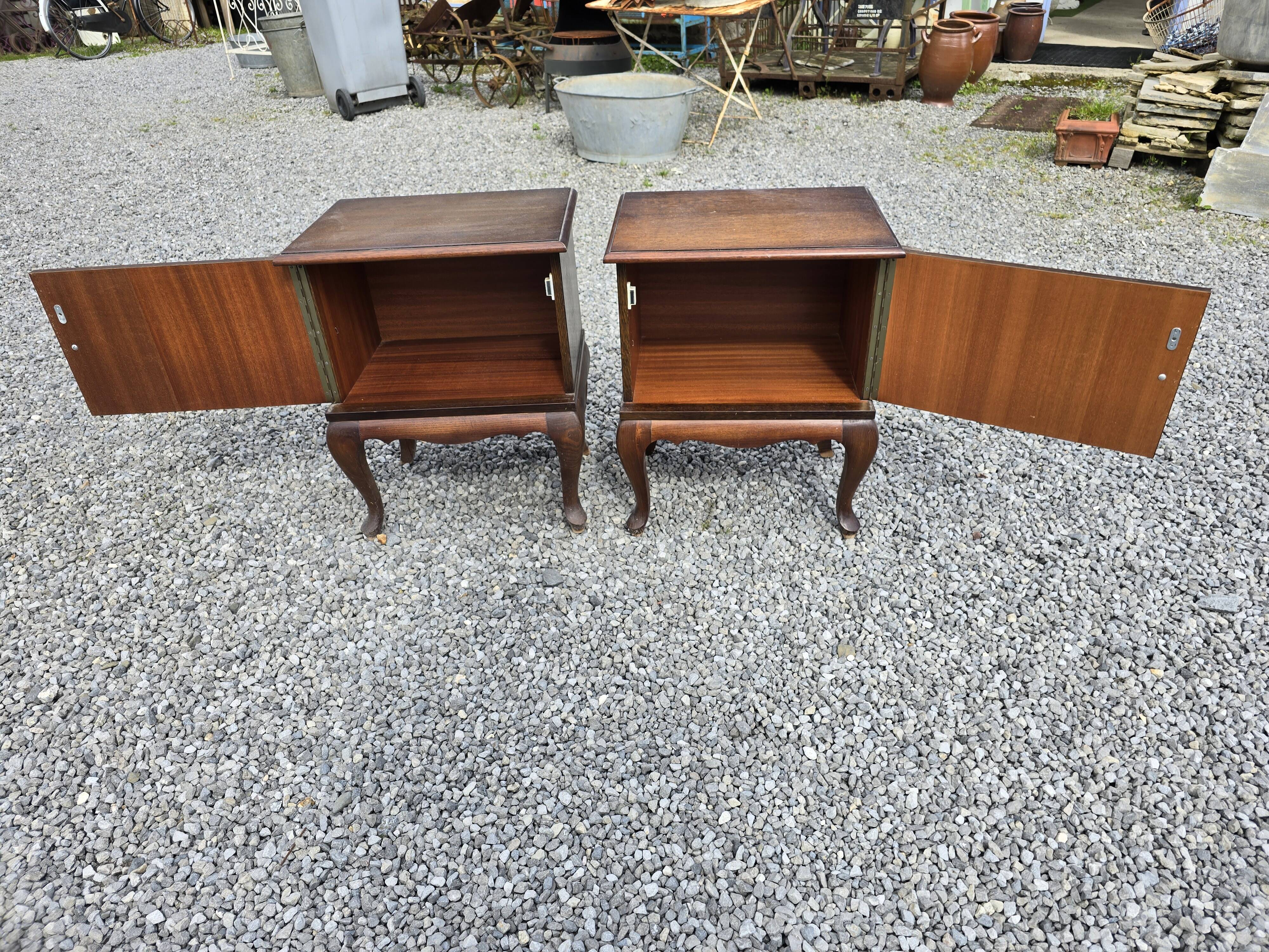 Pair of Louis XV style oak bedside tables