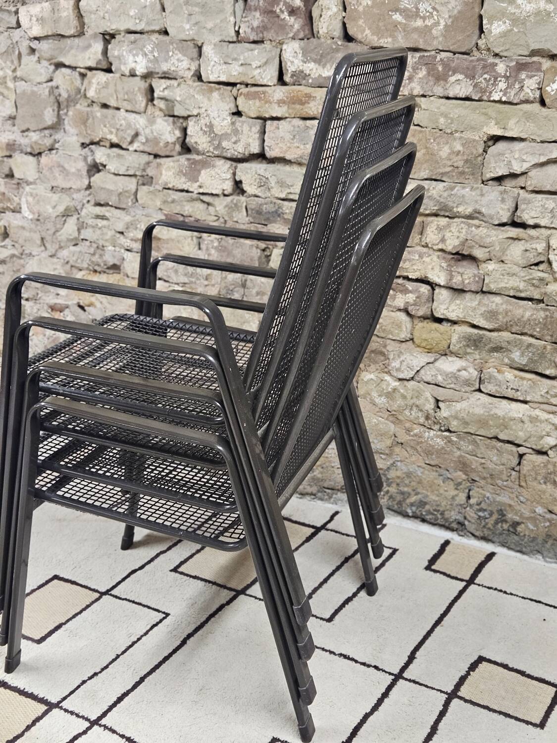 Lot 4 fauteuils vintage 1970" jardin terrase