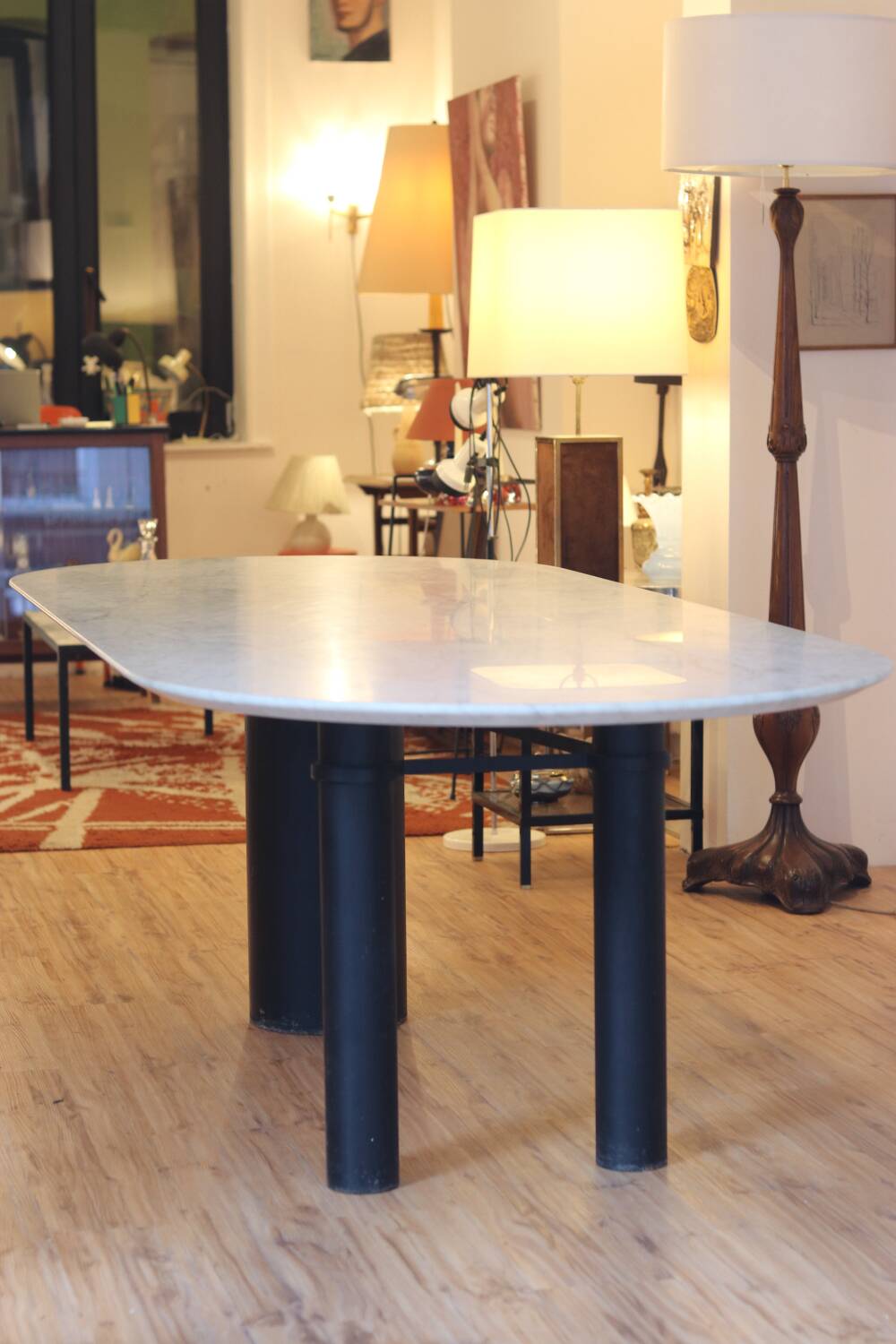 Large marble dining table, 1980s