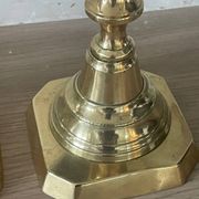 Pair of antique english princess of diamonds brass candlesticks