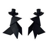 2 bougeoirs brutalistes formant des oiseaux, Danemark 1970