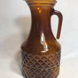 Service old decanter and its 6 glasses for orange juice - geometric vintage