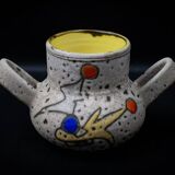Fat Lava / polychrome sea foam pot with two handles by Marius Bessone, 1960s