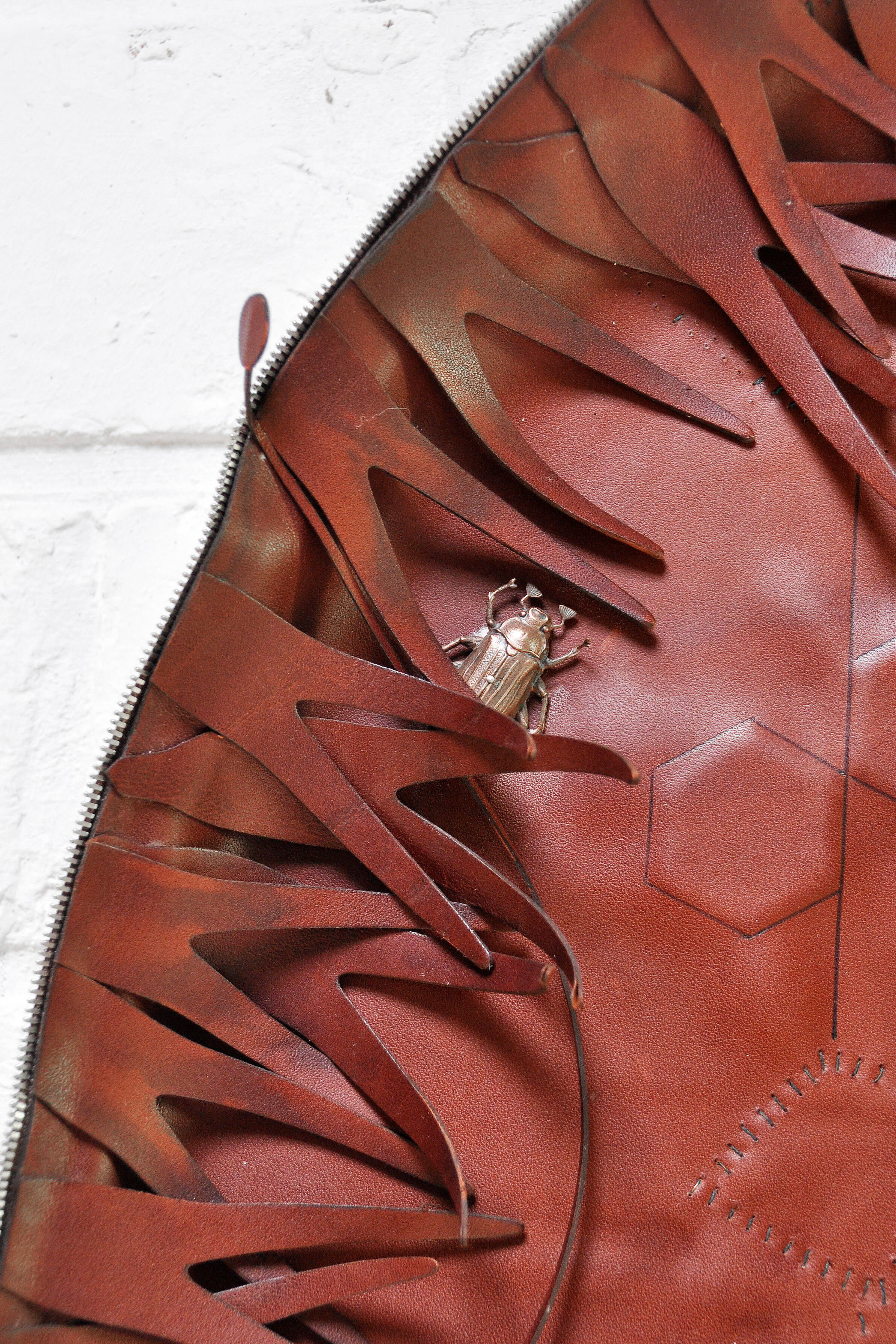 Sculptural Free Form Leather Mirror, France, 1990s