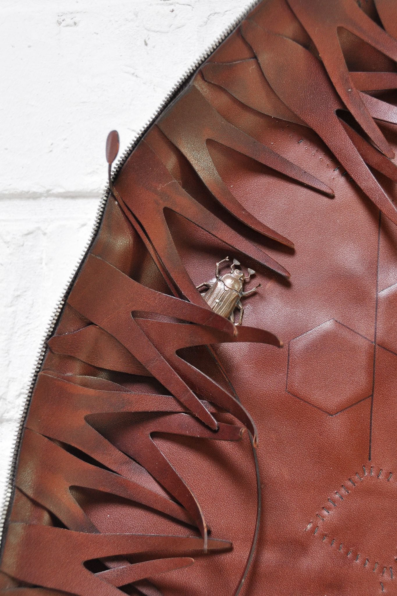 Sculptural Free Form Leather Mirror, France, 1990s