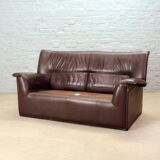 Afra and Tobia Scarpa for B&B Italia Chocolate Brown Leather Two Seat Sofas