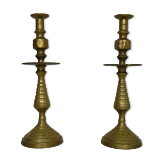 Pair of old Louis XV style bronze candle holders