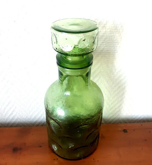 Green decanter from Italy 1970