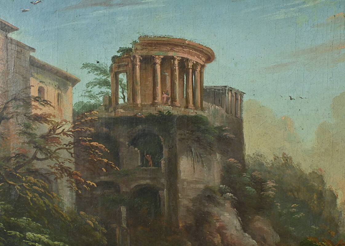 Painting “The Temple of Tivoli”, Italy – Late 19th century