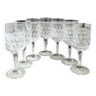 Set of 7 wine glasses. Peill & Putzler. Granada model. Crystal.