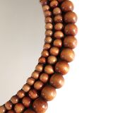 Round mirror, wooden bead frame, 60s 33cm