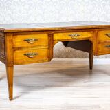Vintage Grand Ash Prewar Desk with Brass Fillings, 1930s