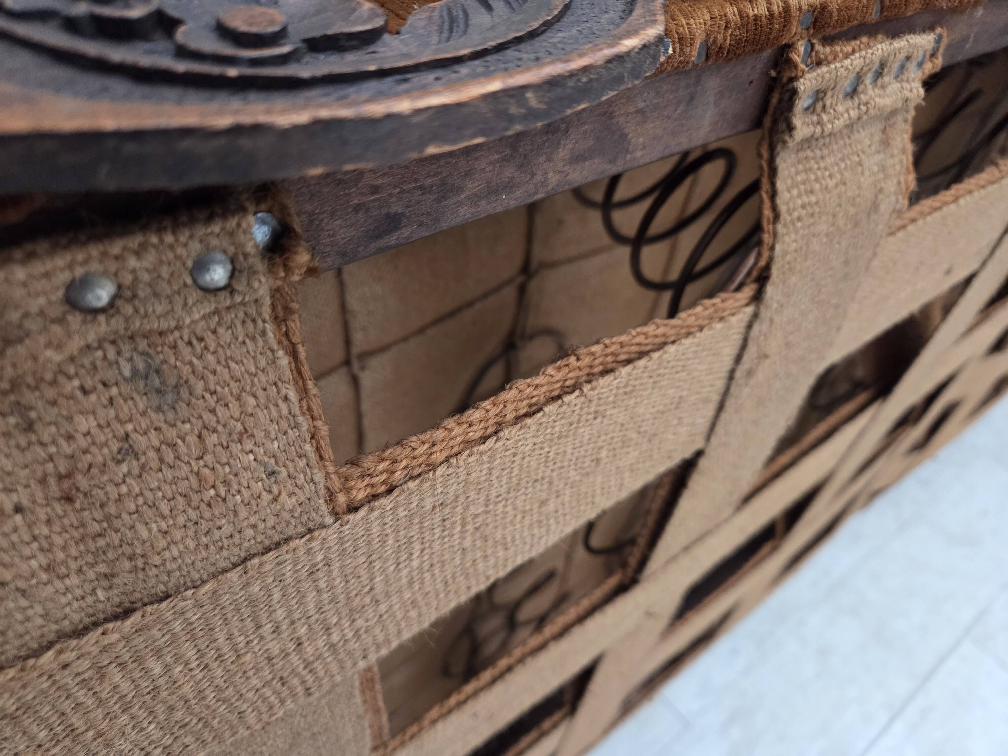 1930-35s, Danish 3-seater sofa, furniture velour, furniture mesh, ash wood.